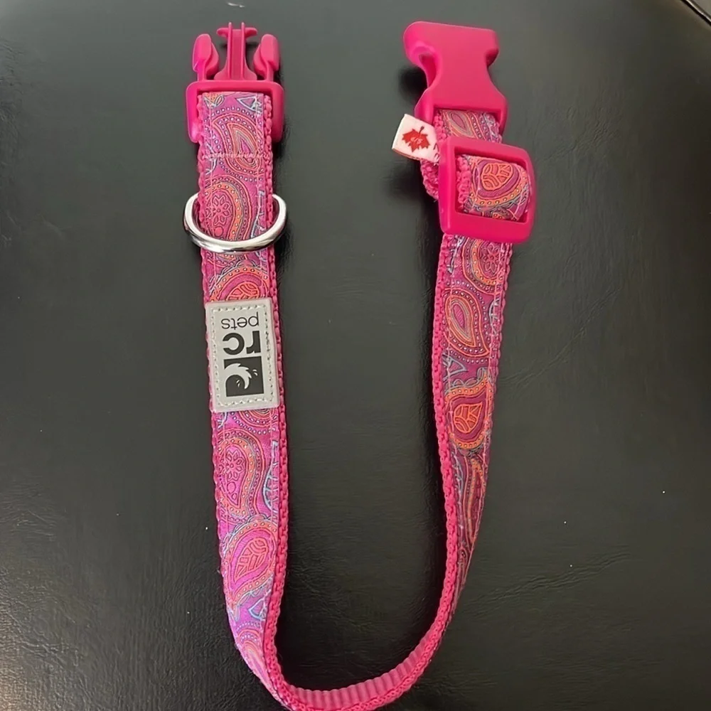 RC Pets Patterned Easy Clip Web Training Dog Collar - Bright Paisley Pink